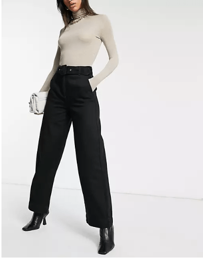 Asos-inspo1_Selected Femme - Jean ample en coton biologique avec ceinture - Noir