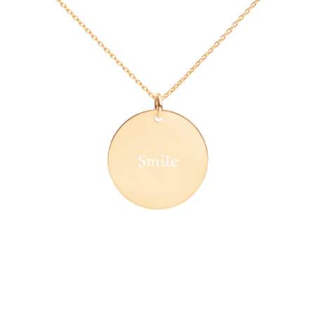Collier en or avec pendentif (Gravure personnalisable) - Smile